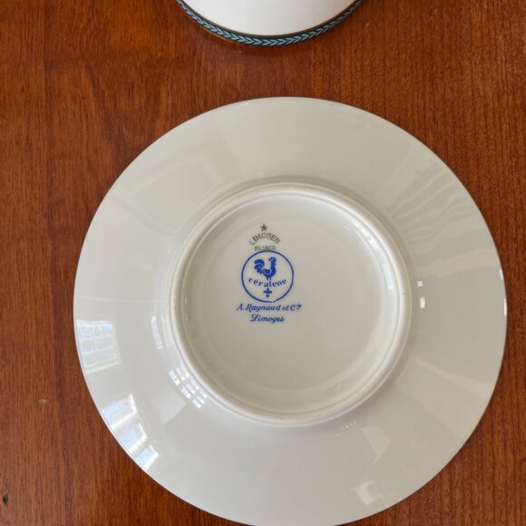 Raynaud Limoges France Limoges Cup & Saucer Set LAURIER BLUE By Ceralene - Picture 6 of 6